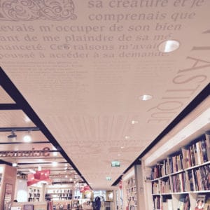 plafond tendu imprimé librairie